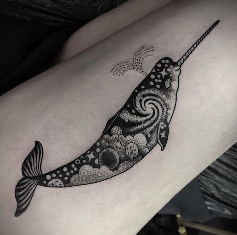 Tiny Narwhal Tattoo, Narwal Tattoo, Aquatic Tattoos, Narwhal Tattoo, Aquatic Tattoo, Narwhal Art, Ocean Sleeve, Son Tattoo, Whale Tattoos