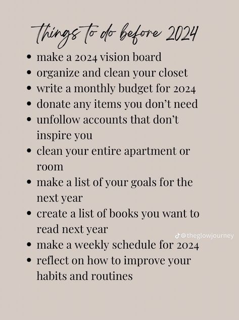 Ins And Outs 2023 List, Goals Of 2024, Habits To Start Before 2024, 2024 Vision Board Routine, Things To Start In 2024, Things To Start Doing In 2024, New Year Goals Aesthetic List, 2024 Things To Do, 2024 In And Out List