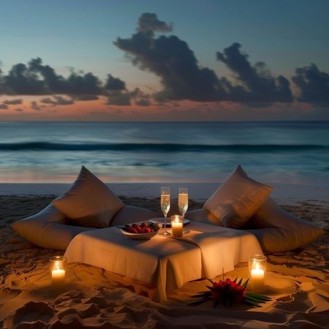 Candle Night Dinner, Romantic Beach Picnic, Bahamas Honeymoon, Night Picnic, Romantic Candle Light Dinner, Nature Destinations, Billionaire Lifestyle Luxury Living, Romantic Nature, Romantic Date Night Ideas