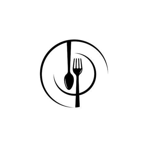 Dinner Plate Design, Plate Logo Design Ideas, Spoon And Fork Logo Design, Cutlery Logo Design, Logo Design Restaurant Food, Plate Spoon And Fork Logo, Fork Spoon Logo, Logo Sendok Garpu, Sendok Garpu Logo