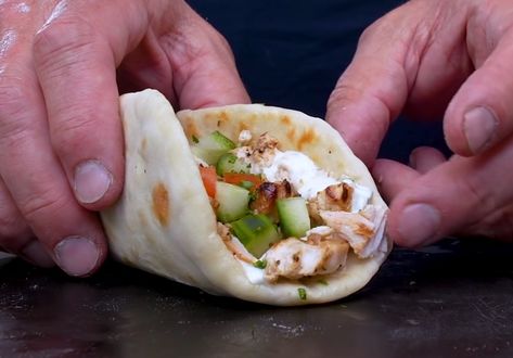 A huuuuge family fav that we (and by we, I mean me) make all the time. Ceaser Chicken Pita, Greek Night, Chicken Pita, Crock Pot Food, Pot Food, Chicken Recipies, Chicken Gyros, Mediterranean Food, Winner Winner Chicken Dinner