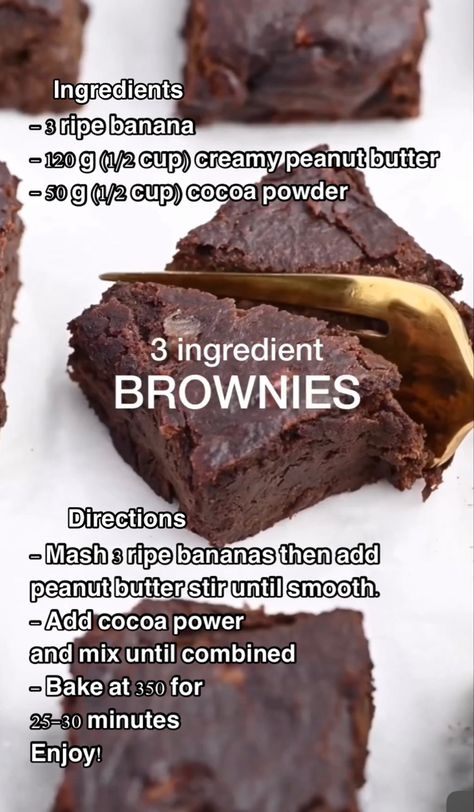 3 Ingredient Peanut Butter Brownies, Banana Cocoa Brownies, Pb2 Cocoa Powder Recipes, Healthy Peanut Butter Brownies, Pb2 Brownie Mix Recipes, Healthy Pb2 Recipes, Healthy Banana Recipes Protein, Cocoa Powder Recipes 3 Ingredients, Recipes With Pb2 Powder