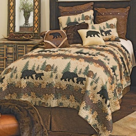 Log Cabin Bedding, Rustic Bedding Sets, Lodge Bedding, Cabin Theme, King Size Comforter Sets, Bear Cabin, Cabin Bedroom, Black Forest Decor, King Size Comforters