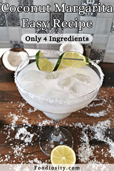 Drinks With Coconut Syrup, Coconut Cream Margarita, Coconut Cream Margarita Recipe, Margaritas Bar, Spicy Coconut Margarita Recipe, Coconut Creme Cocktails, Coconut Jalapeno Margarita, Coconut Margarita On The Rocks, Coconut Margarita Recipe 1800