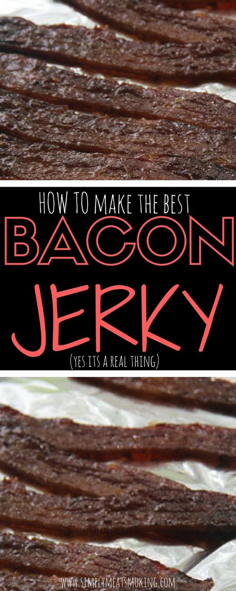 Bacon jerky is your next best friend. Its super easy and delicious!  | BBQ Recipes | Barbecue Recipes | Smoker Recipes | Grill Recipes | Best Grill Recipes | Best  Smoker Recipes | Best BBQ Recipes | Best Barbecue Recipes | Best BBQ Food | BBQ Inspiration Smoker Bacon Recipes, Bacon Jerky Recipe Dehydrator, Best Bbq Food, Bbq Inspiration, Best Grill Recipes, Recipes Grill, Bacon Jerky, Pig Candy, Best Bbq Recipes