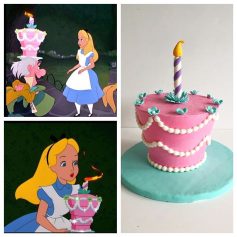 Alice in Wonderland smash cake inspiration - I can do a very simple version of this (with a real candle) Alice In Wonderland Cake From Movie, Alice’s Wonderland Bakery Birthday Cake, Alice In Wonderland Cakes 1st Birthday, Alice In Onederland First Birthday Food Ideas, Alice In Wonderland Tea Party Birthday Cake, Alice In Wonderland Party Cake, Alice In Wonderland Eat Me Cake, Alice In Wonderland Two Year Old Party, Alice In Wonderland Half Birthday