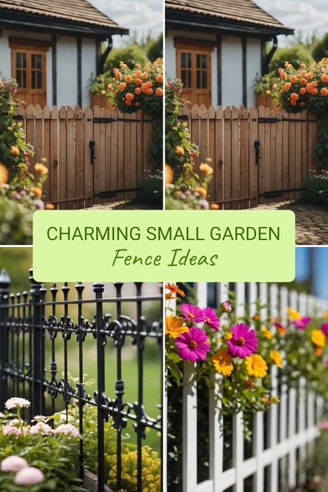 If you have a cozy little garden, picking the right fence can truly make it shine! Check out these super nice small garden fence ideas perfect for adding some charm to your backyard. From adorable wrought iron fences filled with flowers to pretty white vinyl fences that let the colors peek through, you'll find designs you love. These fence ideas help you create a special spot for relaxation and beauty. Putting up a sweet fence will really transform your space and invite you to enjoy your garden even more! Small Patio Fence Ideas, Brick And Picket Fence, Plant Fence Ideas, Small Fence Ideas, Small Garden Fence Ideas, Front Fence Ideas, Front Yard Fence Ideas, Yard Fence Ideas, Picket Fence Ideas