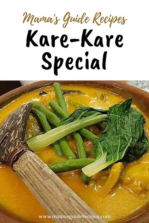 Kare-Kare Special Kare Kare Recipe Philippines, Best Kare Kare Recipe, Beef Tapa Recipe Filipino, Kangkong Recipe, Kare Kare Recipe, Pilipino Food Recipe, Paskong Pinoy, Tripe Recipes, Pinoy Dishes