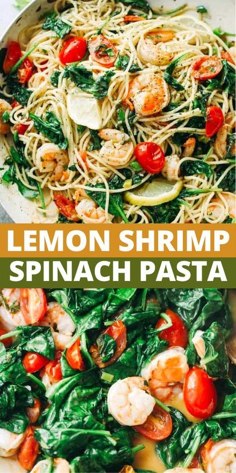 Shrimp And Spinach Pasta, Shrimp And Spinach Recipes, Shrimp Spinach Pasta, Shrimp And Spinach, Seafood Tacos, Lemon Shrimp Pasta, Shrimp Spinach, Shrimp Pasta Recipes Easy, Spinach Pasta Recipes