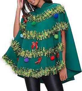 Poncho Costume, Ugly Christmas Sweater Outfit, Christmas Sweater Outfit, Christmas Tree Costume, Ugly Sweater Ideas, Tree Costume, Diy Ugly Christmas Sweater, Christmas Trees Ideas, Christmas Skirt