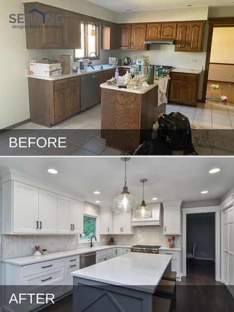 Erik & Nikki's Kitchen Remodel Before & After Pictures - Sebring Design Build Before After Kitchen, Home Remodeling Contractors, Kabinet Dapur, Home Remodeling Diy, Kitchen Remodel Before And After, Wine Refrigerator, After Pictures, Interior Modern, Diy Remodel