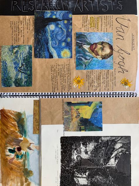 Vincent Van Gogh Journal, Van Gogh Gcse Art Page, Van Gogh Artist Study, Vincent Van Gogh Research Page, Van Gogh Inspiration, Van Gogh Gcse Art, Van Gogh Study, Van Gogh Journal Page, Van Gogh Research Page Gcse