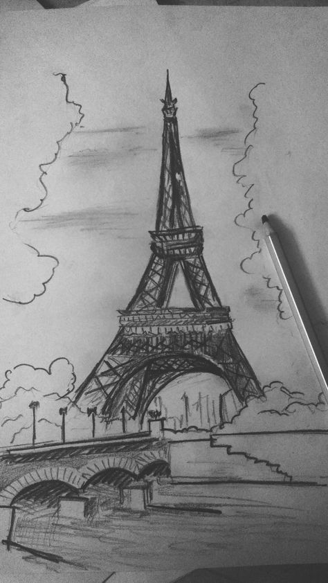 Eifell Tower Aesthetic Drawing, Efile Tower Sketch, How To Draw Paris, Paris Sketch Easy, Drawing Ideas Paris, Eifell Tower Draw, Eiffel Tower Drawing Sketches, Paris Sketch Pencil, Paris Art Drawings