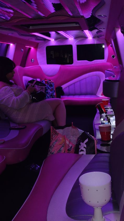 Limo Interior, Pink Limo, Ride Aesthetic, Limo Ride, Mood Board, Cars, Pink, Quick Saves, Pins