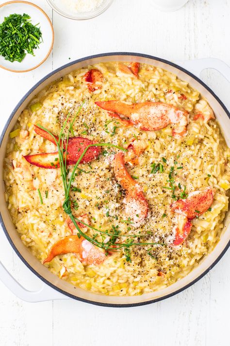 Lobster Rosoto Recipes, Lobster Rositto, Lobster Risotto Recipe, Easy Grilled Shrimp Recipes, Cooked Lobster, Cheese Risotto, Best Risotto, Lobster Risotto, Chicken Stock Recipe