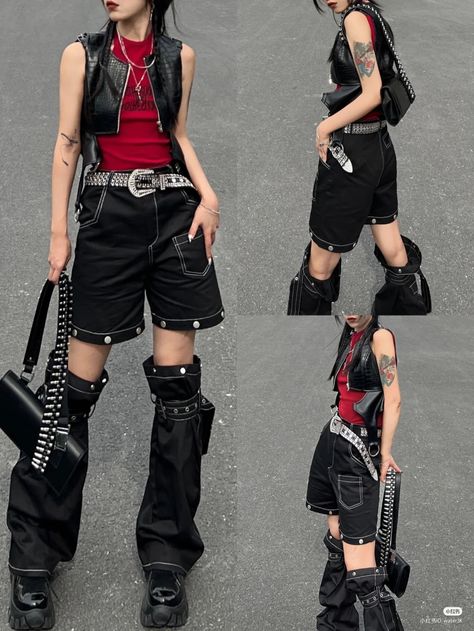 Ghoulia Outfit, Metal Outfits, Grunge Punk Aesthetic, Outfit Dump, Ateez Concert, Wuthering Waves, Punk Aesthetic, Punk Outfits, Grunge Punk