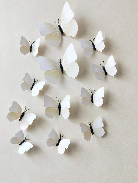 12pcs 3D Butterfly Wall Sticker | SHEIN USA Butterfly Cake Topper, White Butterflies, Butterfly Wall Decals, 3d Butterfly Wall Stickers, Butterfly Cakes, 3d Butterfly, Butterfly Wall Stickers, Wall Stickers Home Decor, Redecorate Bedroom