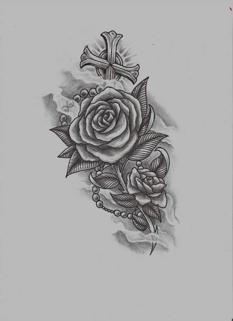 rose n rosary raw by konZ3pt Rosary Bead Tattoo, Om Tattoo Design, Rosary Tattoo, Model Tattoo, Cross Tattoos For Women, Om Tattoo, Religious Tattoo, Cross Tattoo Designs, Religious Tattoos