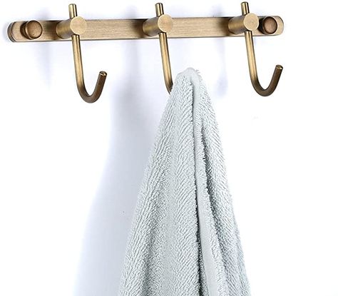 Brass Towel Hook, Bathroom Robe Hooks, Boutique Bathroom, Coat Hanger Stand, Hooks For Towels, Bath Towel Hooks, Wall Hook Rack, Brass Coat Hooks, Rustic Bath