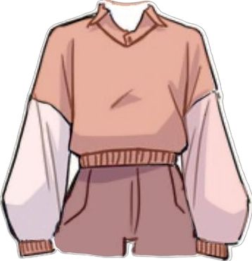 Simple Clothing Drawing, Character Art Clothes, Cloths Drawing Refrences, Clothes Ideas For Drawing, Sweater Outfits Drawing, Outfit Refrences Drawings, Girl Clothes Drawing, Turtle Neck Drawing, Cute Anime Outfits