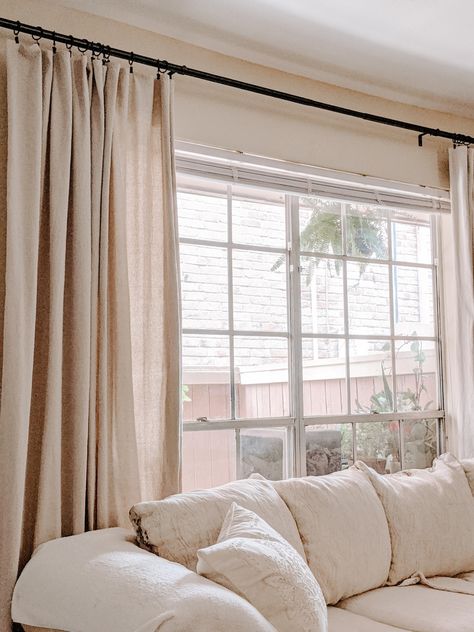 Canvas Drop Cloth Curtains, Canvas Curtains, Cloth Curtains, Canvas Drop Cloths, No Sew Curtains, Plain Curtains, Drop Cloth Curtains, Curtains Living, Drop Cloth