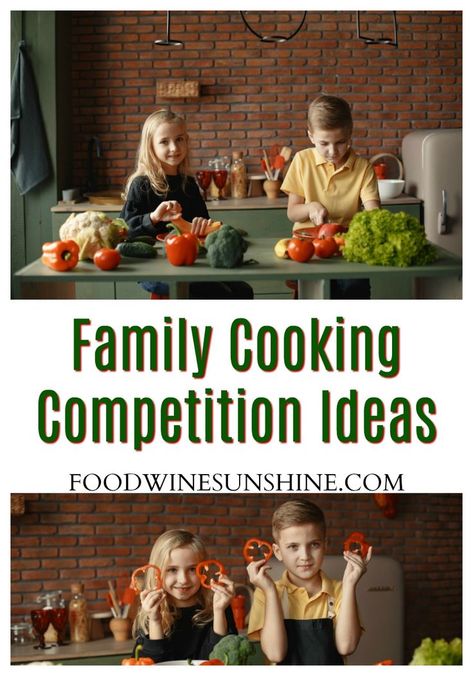 Family Cooking Competition Ideas | Does your family love to cook? Would you like to get everyone involved in the kitchen more? Use these Family Cooking Competition Ideas to get the family more involved in the kitchen. This is the perfect family fun thing to do when bored at home during the quarantine. Read more parenting tips, healthy recipes and fitness tips on foodwinesunshine.com | Food Wine Sunshine #healthy #healthyliving #healthylifestyle #parenting #lifestyleblogger #foodblogger Cooking Competition Ideas, Food Competition, Cooking Competition, Cooking Challenge, Frugal Family, Food Challenge, Cook Off, Family Cooking, Cooking Show