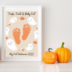 Baby's First 1st Halloween Footprint Art Craft, PRINTABLE Cute Halloween Activity Daycare Activity, DIY Keepsake Card, UPDATED for 2024 - Etsy Baby Feet Painting Ideas Halloween, Halloween Baby Footprint Art, Halloween Baby Crafts, First Halloween Crafts, Baby Halloween Crafts, Baby Fall Crafts, Halloween Craft Kids, Footprint Art Kids, Halloween Footprint Art