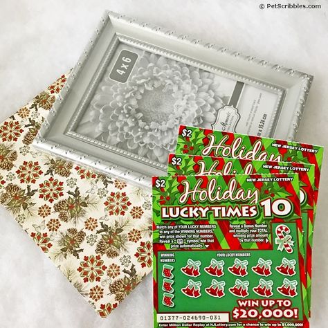 Ways To Gift Lottery Tickets, Creative Ways To Give Lottery Tickets, Lottery Ticket Wreath Diy, Lotto Ticket Gift Ideas, Christmas Lottery Ticket Gift Ideas, Lottery Tickets Gift Ideas Birthdays, Lotto Ticket Gift, Christmas Tree Lottery Tickets, Gifting Lottery Tickets Christmas