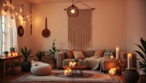 cozy boho living room lighting Boho Living Room Lighting, Scandinavian Boho Living Room, Eclectic Boho Living Room, Boho Living Room Designs, Bohemian Style Living Room, Living Room Design Boho, Cozy Boho Living Room, Boho Living Room Ideas, Bohemian Furniture