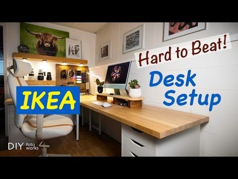 IKEA Countertops Desk Setup I 4K - YouTube Ikea Desk Setup, Ikea L Shaped Desk, Ikea Countertops, Ikea Malm Desk, Ikea Office Desk, Ikea Home Office, Diy Office Desk, Desk Hacks, Ikea Office