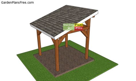 8x8 Lean to BBQ Pavilion - Free DIY Plans Lean To Pavilion Plans, Bbq Pavilion, Grill Shed, Lean To Pavilion, Bbq Canopy, Bbq Shelter, Timber Frame Pavilion, Wall Mounted Pergola, Lean To Roof