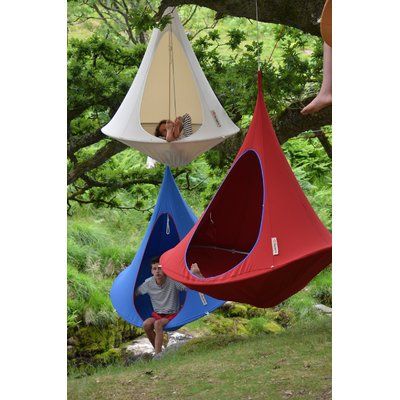 Cacoon Double Chair Hammock Color: Dark Gray Kids Playhouse Outdoors, Playground Landscaping, Garden Playhouse, Indoor Playhouse, Hanging Tent, Build A Playhouse, Diy Playground, Cool Tents, Hampi