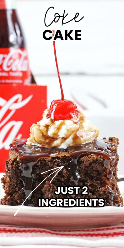 This 2-Ingredient Coke Cake Requires No Egg, No Milk and No Butter 2 Ingredient Cake Mix Recipes, Two Ingredient Cakes, 2 Ingredient Cakes, Chocolate Box Cake, Coke Cake, Brownie Mix Recipes, Cake Mix Brownies, Best Cake Mix, Cakes Easy