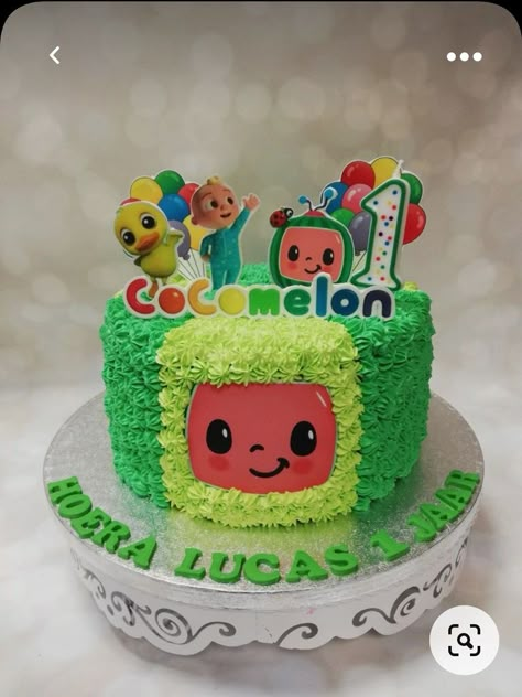 Cocomelon Cartoon, Melon Birthday, Cocomelon Theme, Cocomelon Cake, Boys First Birthday Cake, Kids Birthday Party Cake, Baby Birthday Party Theme, Boys 1st Birthday Cake, Coco Melon