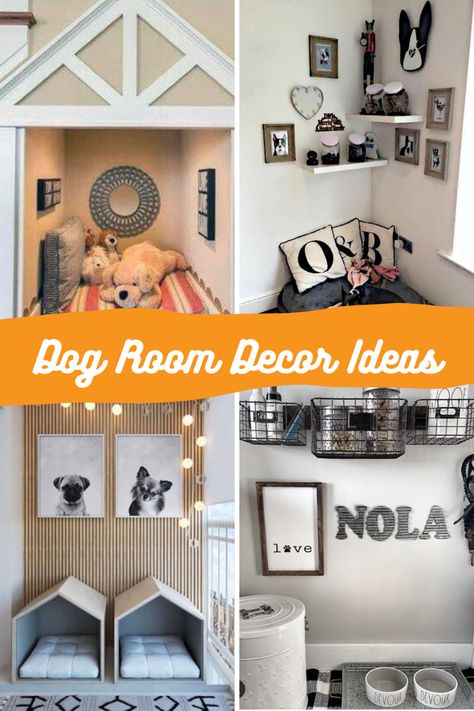 Pup Room Ideas, Dog Room Corner Ideas, Small Dog Room Ideas Spaces, Dog Room For Two Dogs, Pet Room Inspiration, Cat And Dog Bedroom Ideas, Dog Corners In House, Dog Room Decor Small Spaces, Dog Bedroom In Closet