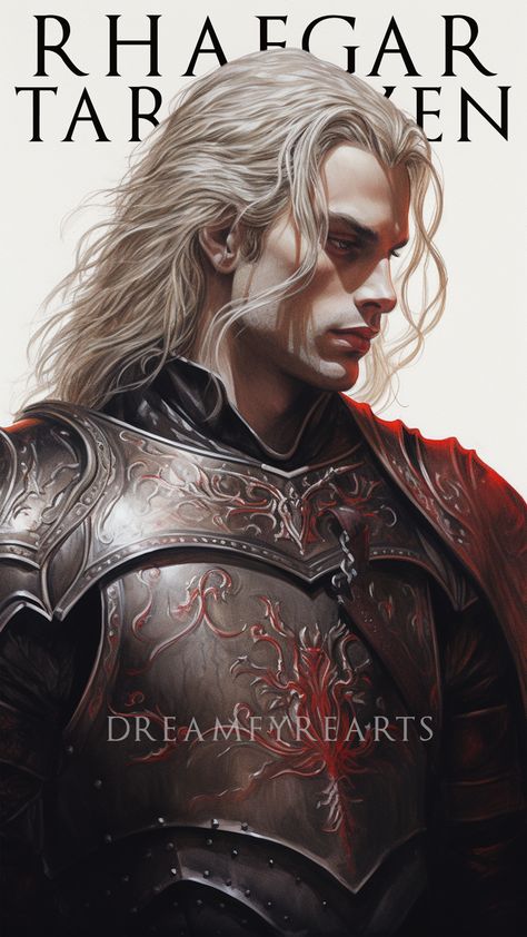 Known for his ethereal beauty and enigmatic nature, Rhaegar was a skilled musician, mastering the haunting melodies of the harp. His music held a magnetic quality that drew admirers, adding to his aura of mystery. 🐉 Rhaegar Targaryen Fanart, Rhaegar Targaryen Aesthetic, Rhaegar Targaryen Art, Targaryen Rhaegar, Rhaegar And Lyanna, Daeron Targaryen, Rhaegar Targaryen, Wolf Queen, Game Of Thrones Books