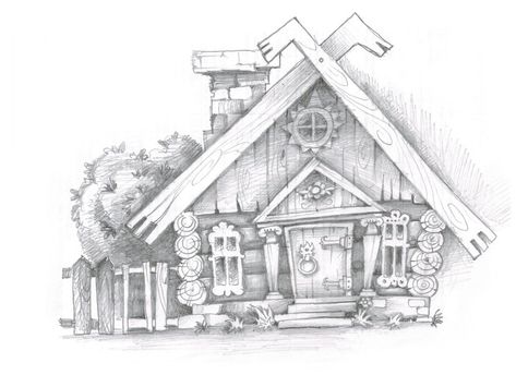 Drawing lesson. Draw a fairy house step by step — Steemit Houses Drawing Easy, Fairy Houses Drawing, Fairy House Drawing, Fairy Garden Drawing, Houses Drawing, Simple House Drawing, Fantasy Village, Building Sketch, House Colouring Pages