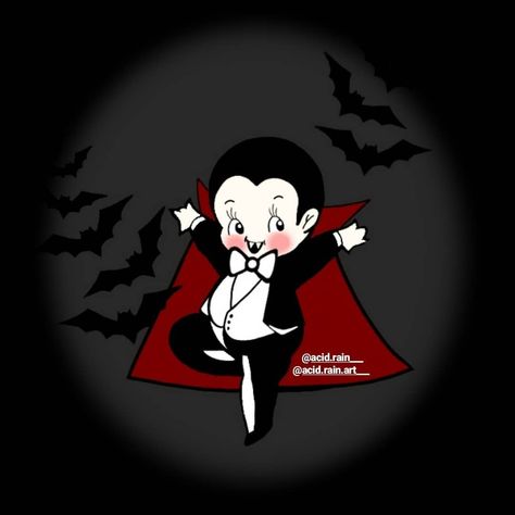 "Spooky Cute Little Dracula" waiting to take a sip out of your neck #SpookyCute #Cute #Vamp #Vampabilly #Vampire #LittleVampire #Goth #Gothic #Gothabilly #CreepyGirlsClub #CreepyCute #CreepyCool  #KewpieDoll Cute Vampire Art, Cute Dracula, Cartoon Vampire, Dracula Tattoo, Cute Vampire, Vampire Tattoo, Spooky Cute, Vampire Art, Kewpie Dolls