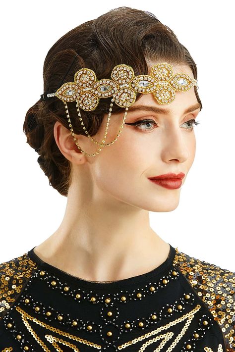 Gatsby Hair Accessories, Roaring 20s Flapper, Musical Aesthetic, Great Gatsby Headpiece, Chicago Musical, Hair Accessories Silver, Great Gatsby Themed Wedding, Flapper Hair, Gatsby Hair