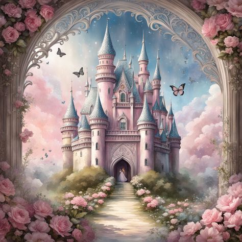 Fairy Tale Castle, Fantasy Logo, Disney Princess Castle, Bunny Cartoon, Cute Bunny Cartoon, Nails Today, Muted Pink, Disney Princes, Writing Journal