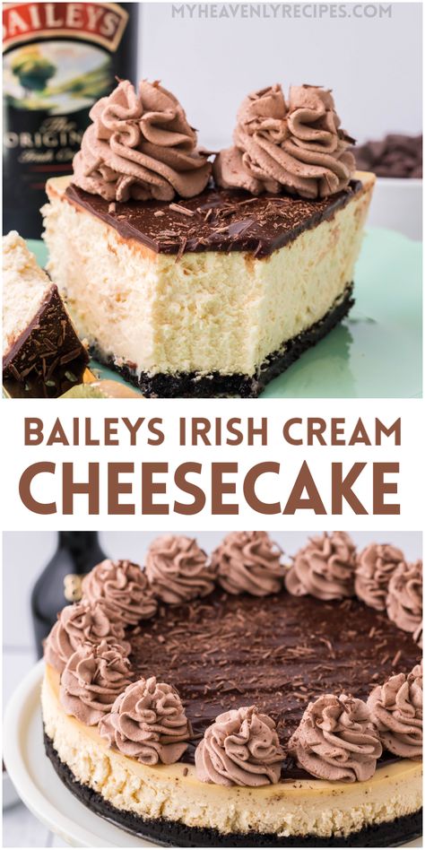 baileys irish cream cheesecake No Bake Irish Cream Cheesecake, Chocolate Baileys Cheesecake, Alcoholic Cheesecake Recipes, Cheesecake With Alcohol, Bailies Irish Cream Recipes, Bailey’s Cheesecake Recipe, St Patricks Day Cheesecake Recipes, Irish Coffee Cheesecake, Cheesecake With Liquor