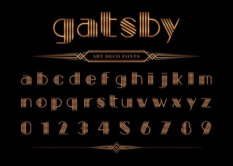 1920s Font, Gatsby Font, Art Deco Fonts, Number Vector, Scrapbook Letters, Banner Shapes, Cosmetic Logo, Hipster Logo, Hand Drawn Wedding