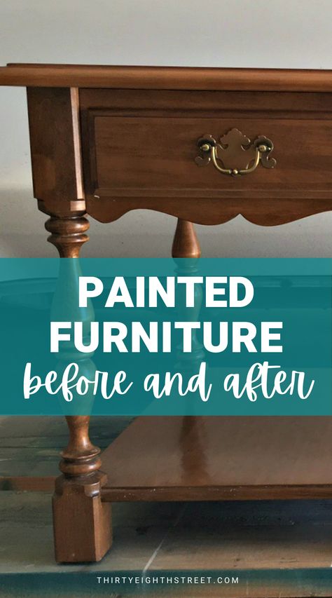 Painted Pine Nightstands, Popular Nightstand Colors, How To Paint End Tables, Painted Bedroom Sets Before And After, Nightstand Makeover Before After, Before And After Painted Furniture, Refinished Nightstand Before And After, Painted Furniture Before And After, Painted Nightstand Ideas Color Schemes