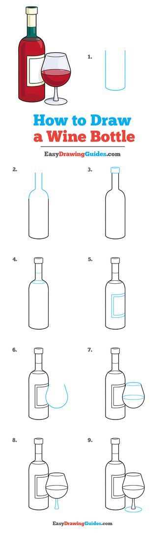 Learn to draw a wine bottle. This step-by-step tutorial makes it easy. Kids and beginners alike can now draw a great wine bottle. How To Draw A Bottle Of Wine, Wine Bottle Drawing, Clay Tray, Stone Paintings, Drawing Steps, Drawing Instructions, Buddhist Art Drawing, Pencil Drawings For Beginners, Bottle Drawing