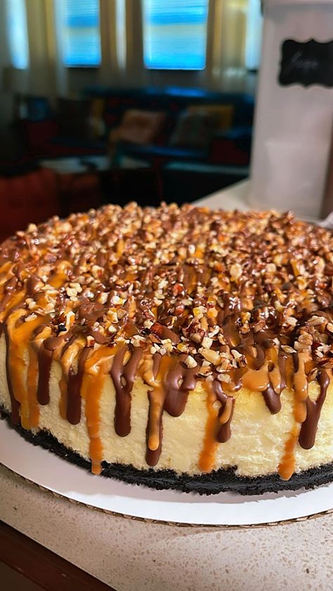 Cheesecakes Aesthetic, Thanksgiving Desserts Cake, Cheesecake Aesthetic, Turtle Cheesecake Recipes, Earth Cake, Fun Thanksgiving Desserts, Turtle Cheesecake, Cheesecake Lovers, Dessert Cakes