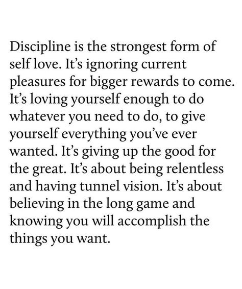 "Discipline is the strongest form of self-love." 🙌🏿 #discipline #selflove #selfcare #visionboard #thursdaythoughts ***Click the link in my profile to explore and shop quality thrifted clothing, shoes, books, and more on my reselling platforms*** Forms Of Self Love, Discipline Is Self Care, Surviving Vs Thriving Quotes, Discipline Is The Highest Form Of Self Love, Discipline Is The Strongest Form, Self Concept Journal, Discipline Self Love, Self Discipline Quotes, Self Love Reminders