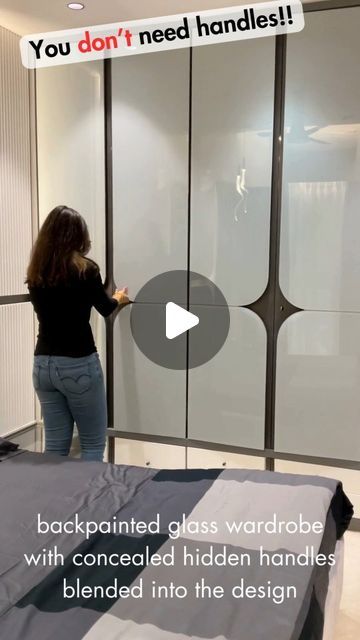 195K views · 3.2K likes | MoroVino Designs on Instagram: "We made this wardrobe on site with finishing materials being backpainted glass, veneer and PU paint 🎨🖌️ The handles are concealed (hidden) in the design itself with the floral motif inspired shape ✨🩶 Say bye to boring basic wardrobes and embrace something new and different if your theme allows it 🐥 #wardrobe #wardrobedesign #masterbedroom  . . [ Glass wardrobe , wardrobe design ,  backpainted glass design wardrobe , storage , clothes storage , dyed veneer , custom modular wardrobe , light up wardrobe , interior design Mumbai Andheri West luxury minimalist aesthetic designer real estate affordable ]" Glass Wardrobe Design, Almirah Designs For Bedroom, Wardrobe Internal Design, Wall Wardrobe Design, Glass Wardrobe, Wooden Wardrobe Design, Wardrobe Design Modern, Best Bedroom Colors, Almirah Designs