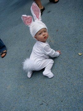 bunny Reader Feature: Aimees Knock Out Halloween Ideas Cute Bunny Costume, Kid Halloween Costumes, Baby Bunny Costume, Funny Pet Costumes, Diy Baby Costumes, Easter Bunny Costume, Newborn Halloween Costumes, Kid Halloween, Baby Halloween Outfits