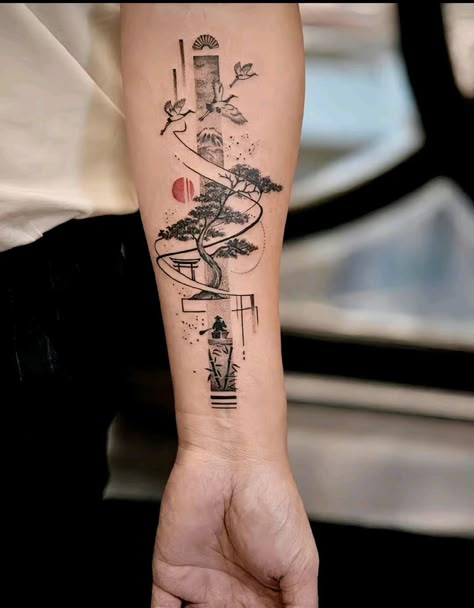 Top Forearm Tattoo For Men, Mistletoe Tattoo, Japanese Forearm Tattoo, Tato Realis, Tatuaje Studio Ghibli, Book Area, Tattoo Japanese Style, Crane Tattoo, Simple Tattoos For Guys