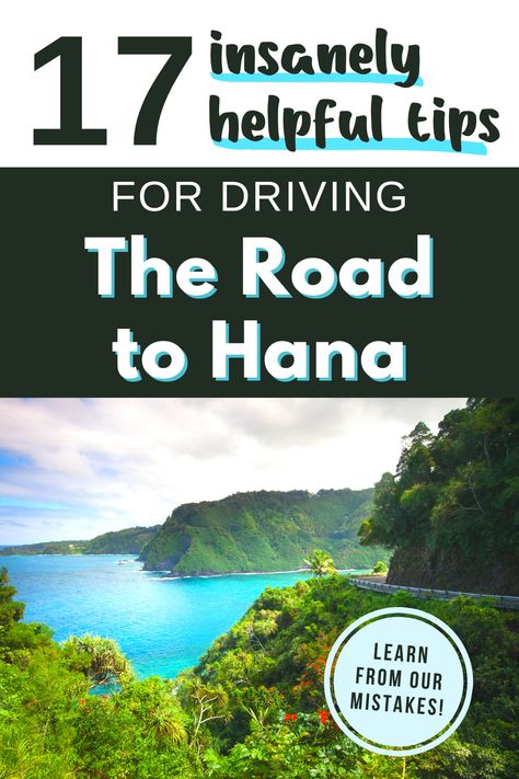 Get these 17 useful tips for driving the Road to Hana in Maui, and save yourself a lot of headaches! Learn everything you need to know before you go on this beautiful Hawaii road trip so you can enjoy the cliffside views, the waterfalls and black sand beaches, and ALL the banana bread! Based on our real (and sometimes unfortunate) experiences, here're the best Road to Hana tips for having an amazing time! Maui Road To Hana Stops, Road To Hanna, Hawaii Road Trip, Hawaii Trips, Road To Hana Maui, Tips For Driving, Traveling Wilburys, Black Sand Beaches, Hana Maui